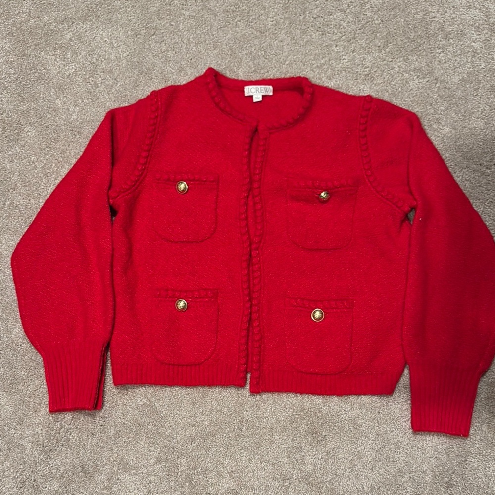 J.Crew Red Wool Cardigan